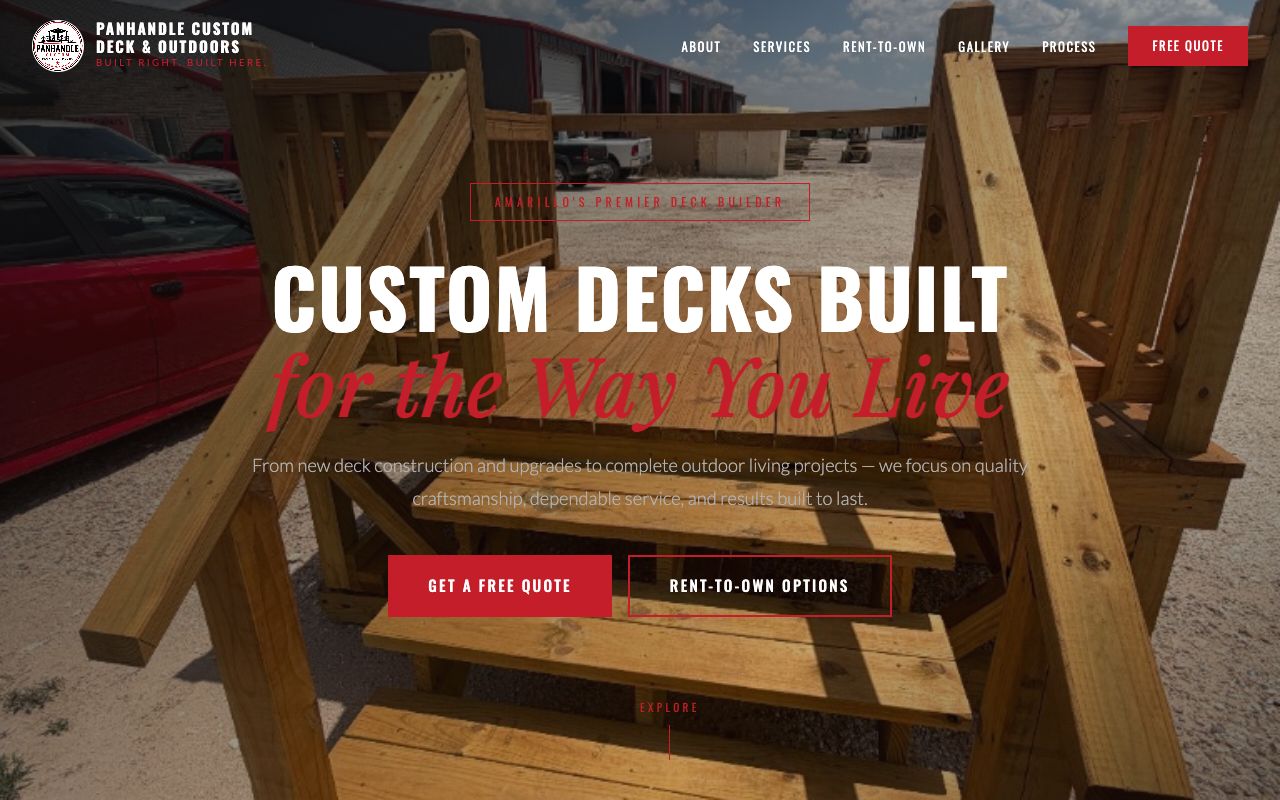 Panhandle Deck and Outdoors website homepage